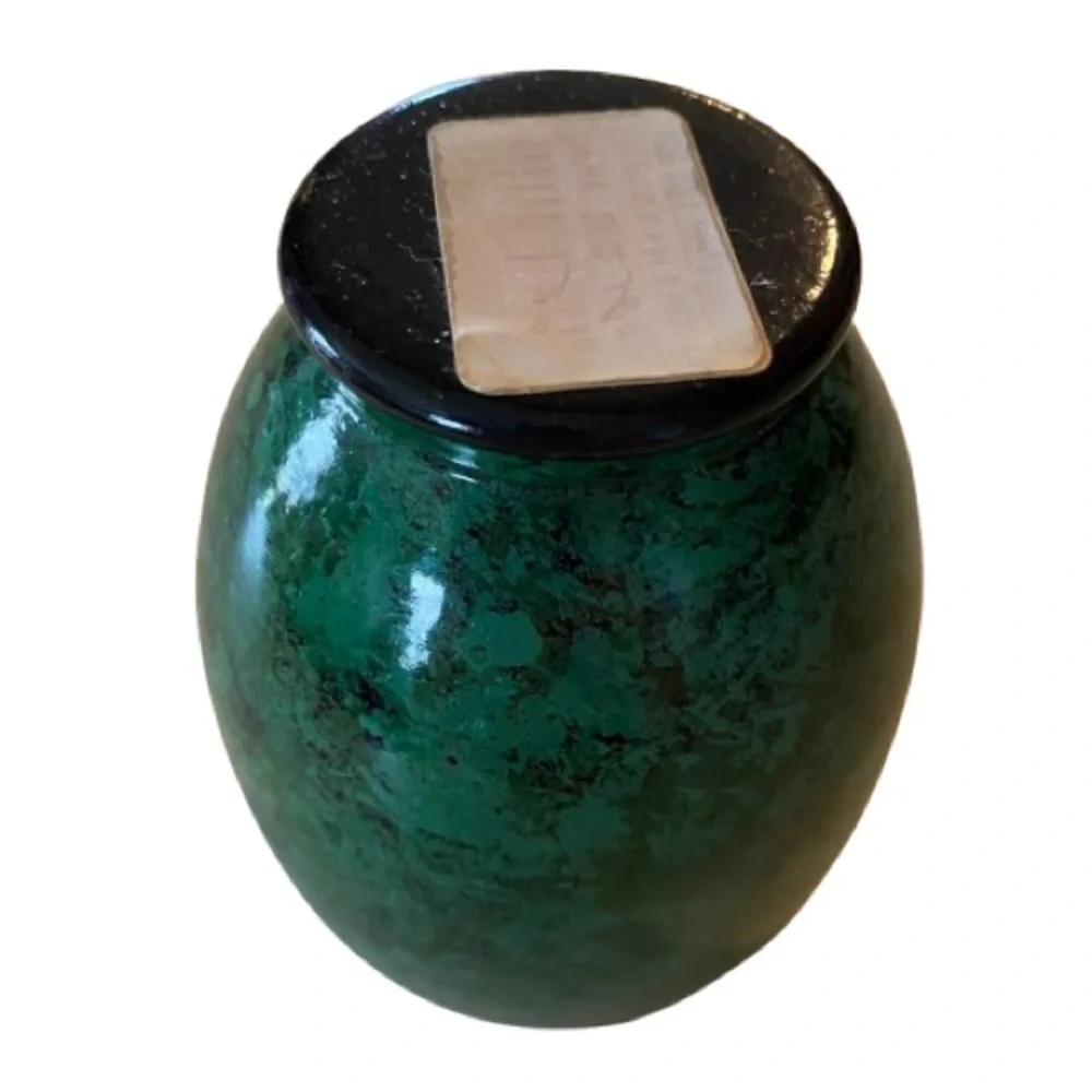 Vintage Russian Lacquerware Tea Cup w/ Faux Malachite Finish Gold Trim 3”